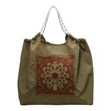 Embroidered Retro Bucket Bag For Women, New Niche Versatile Commuter Shoulder Bag, Embroidered Cashew Flower