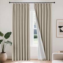 Sheer Curtains 84 Inches Long, White Curtains Living Room 2 Panels Set, Linen Curtains Window Privacy With Filtering (W52 X L84 Inch, Linen), Home Decor - 棕色|捏褶 - 查看 5