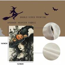 Halloween Witch Garden Flag 12x18 Double Sided Outside Holiday Decorations Vertical Burlap Yard Flags Quiet Color# DOUYYY