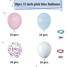 Pink And Blue Balloons 50pcs 12 Inch Pink White Blue Balloons With 65ft Ribbon For Gender Reveal Baby Shower Birthday Bridal Shower Wedding Party Decorations Supplies Perfect For Celebrating Milestone Events With Vibrant Colorful Balloon Arrangements And Elegant Ribbon Accents