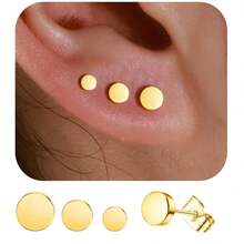 1-3 Paar Ohrstecker für Frauen und Mädchen, Punkt Knorpel Ohrstecker Set, Nickel-freie Ohrringe aus Edelstahl und 14 Karat Gold, Geschenk für Frauen - Gold - Übersicht 12