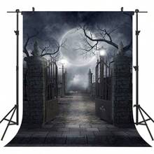 CHAIYA Halloween Backdrop Background Nightmare Before Christmas Backdrop For Photography Zombie Themed Photo Booth Party Decorations 5x7ft - màu đen - Xem 2