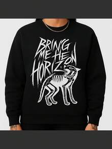 Bring Me The Horizon Skeleton Dog Sweatshirt, BMTH Gothic Hoodie, Metalcore Band Merch Alternative Rock Emo Streetwear