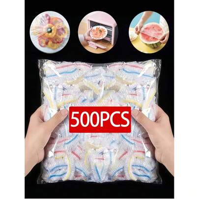 100 片一次性食品保鲜膜，用于保持剩余食物新鲜，具有弹性和自封口，适合覆盖碗和盘子，家庭使用