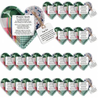 Edredón de bolsillo con oración y cruz en el interior, mini edredón de oración escrito a mano, edredón cuadrado de bolsillo hecho a mano, regalos cristianos de aliento para amigos y familiares, regalos de Acción de Gracias, Navidad, para pastores y de agradecimiento.