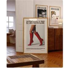 1pc Retro Magazine Poster Printable, Aesthetic Poster, Magazine Poster, Retro Wall Art, Fashion Poster, Red High Heel Boots, Posters Canvas Painting Wall Arts Room Home Decoration Unframed