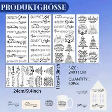 4pcs/Set German Christmas Quote UV DTF Transfer Stickers For Libbey Glasses - Festive Holiday Designs With "Merry Christmas" & "Frohe Weihnachten" Text, Easy To Apply, Perfect For Glassware, Bottles, And Crafts, Festive Glassware - Multicolor - View 2