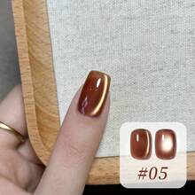 10ML/piezas Esmalte de uñas de gel con efecto de ojos de gato, con ramas reales y hojas de jade, en colores otoñales e invernales, con destellos y puntas francesas negras, ideal para decoración de uñas en Navidad, Halloween y otros diseños en rojo, rosa - Multicolor - Ver 26