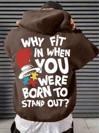 1pc Teenager Boys' Long Sleeve Hoodie Sweatshirt, Graphic "Why Follow The Crowd? You Were Born To Stand Out", Suitable For Casual Wear In Autumn/Winter