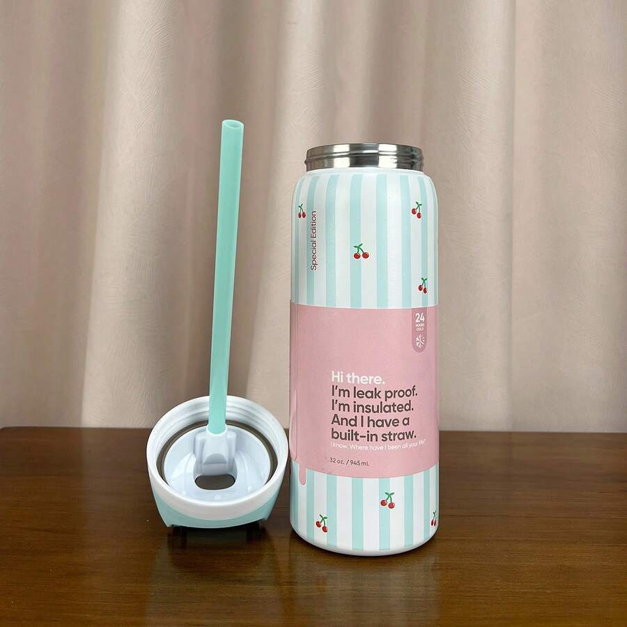 32oz Straw Insulated Water Bottle Double-Layer Stainless Steel Vacuum Thermal Mug For Sport And Trave - cuộc chiến vui tươi-32oz - Xem 1