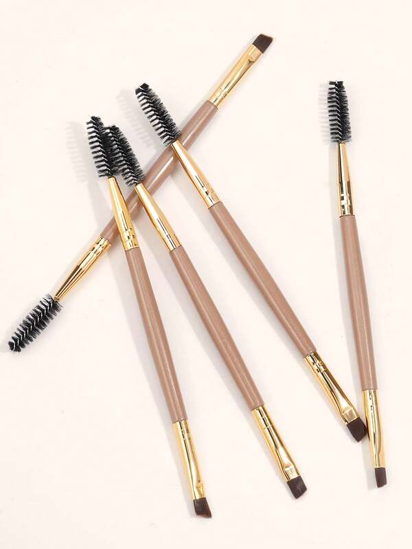 1 Professional Double Head Precision Angle Eyeliner Pencil Eyebrow Brush, Light Yellow Nylon Eyebrow Brush, Soft Fiber Makeup Tools, For Silk Details Eye Makeup Beauty Makeup Tools, Easy To Carry, Travel Brush, Suitable For All Makeup Users.
