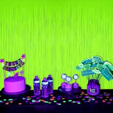 MegaL Glow In The Dark Party Supplies 2 Pack Neon Party Decorations 6.6 X 6.6 Ft Fluorescent Macaron Yellow Tinsel Foil Fringe Curtains Photo Booth Prop Backdrop Streamer Birthday Party Decor# DOUYYY