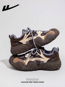 1 Pair WARRIOR Women's Thick Sole Lace-Up Soft Bottom Casual Shoes, Low-Top Outdoor Flat Shoes, Round Toe Low Heel Non- Solid Color Elegant Soft Bottom Hiking Shoes, Suitable For Students, Graduation Photos, Flat Shoes, Low-Top Leather Sports Skateboard Shoes