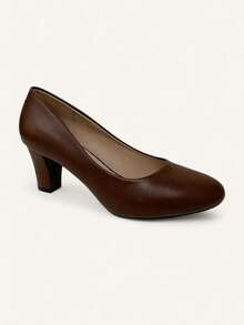 Chaussures femme grande taille, confortables, décontractées et de haute qualité avec talons hauts - Tabac - Voir 3