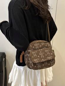 Bolsa de Ombro/Bolsa Transversal Multibolso Mini de Veludo Canelado, Portátil, Casual, Versátil, Adequada para Uso Diário de Mulheres