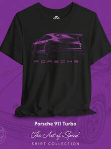 Modern 911 Turbo T-Shirt  Sk Automot Design Tee For Style-Focused Car Enthusiasts  Sharp, Minimal Car Graphic - 風格15 - 查看 1