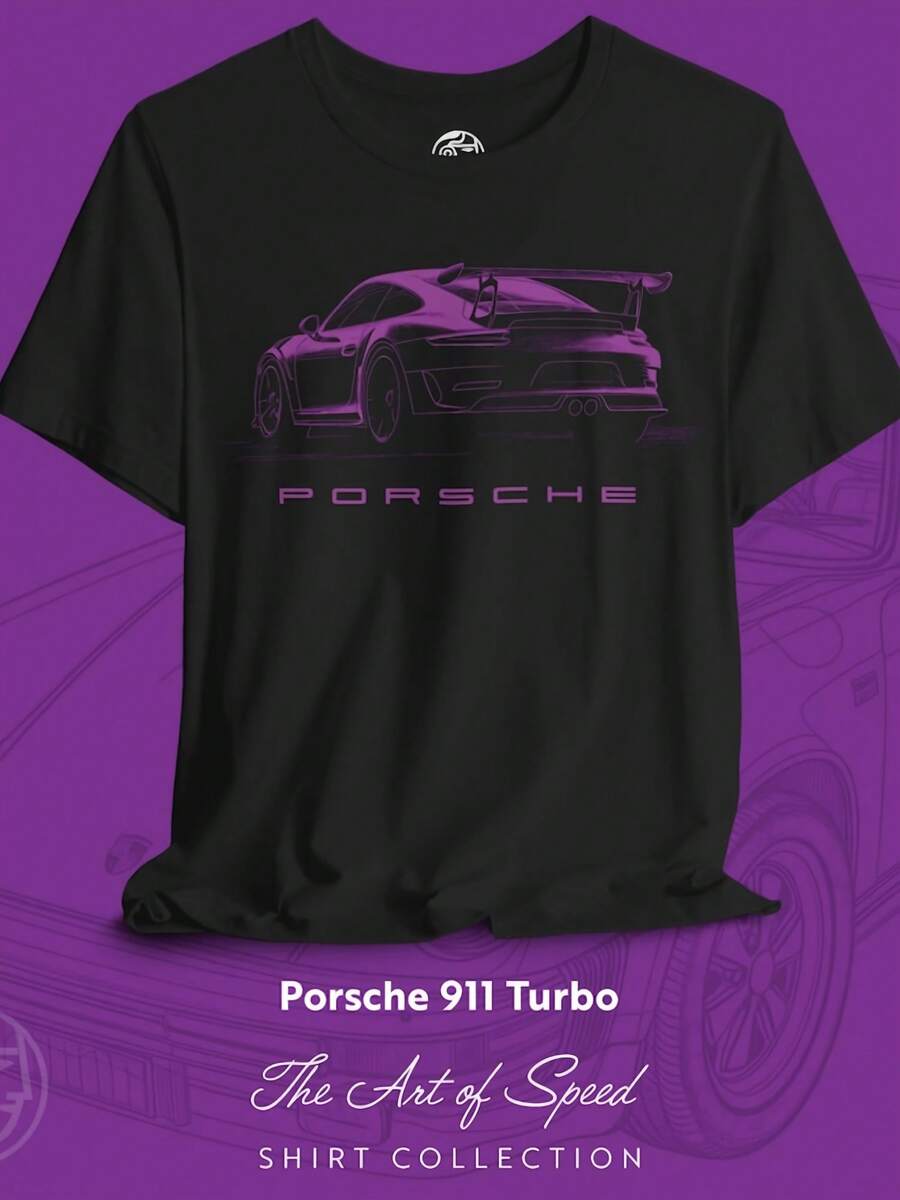 Modern 911 Turbo T-Shirt Sk Automot Design Tee For Style-Focused Car Enthusiasts Sharp, Minimal Car Graphic - 風格15 - 查看 1