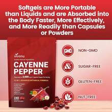 Cayenne Pepper Softgels Supplement – 12-In-1 Botanical Formula With Vitamin E, D3 + K2, Grape Seed, Hawthorn Berry, Beetroot, Berberine & Turmeric – Supports Circulation, Heart & Vascular Wellness – 240 Softgels (80-Day Supply) - Pack of 1 - 查看 8