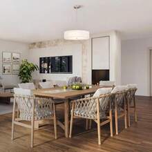 VONLUCE Modern Chandeliers, 18&#34; Drum Chandeliers With 2-Layer Fabric Shade, 4-Light Pendant Light Fixture With E26 Bases, Light Fixture For Dining Room Bedroom Living Room, Linen Shade &Amp; Brass Finish