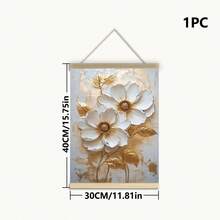 1 Peça, Pintura Pendurada em Tela, Pintura Decorativa Emoldurada, Pôster, Pintura a Óleo Floral Branca Elegante com Folhas Douradas - Decoração de Parede Abstrata Moderna para Sala de Estar, Quarto, Escritório, etc. - Pintura a Óleo Emoldurada em HD, Presente Perfeito para Halloween, Ação de Graças, Natal, Decoração de Ambiente, Corredor, Cafeteria, Biblioteca, Banheiro - Multicolorido - Visão 16