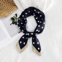 1 pièce Foulard en faux soie de luxe à la mode pour femmes, imprimé de pois
