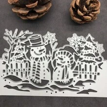 1pc Cute Christmas Snowman Frame, Metal Cutting Mold Template DIY Scrapbooking Album Paper Card, Christmas Scrapbooking Supplies, Suitable For Invitations, Cards, Albums - Silver - View 7