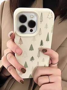 1pc Fashionable & Unique Christmas Tree Graphic White Soft Phone Case Compatible With IPhone 16/16Pro/16Plus/15/15ProMax/15Pro/11/12/13/14ProMax/12Mini/13Mini/11Pro/11ProMax/12Pro/12ProMax/13Pro/13ProMax/14Pro/14ProMax, Creative & Elegant - Multicolor - View 3
