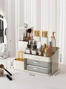 Cosmetic Storage Box With Drawer, Lifting Pen Holder Brush, Dressing Table High-End Large-Capacity Lipstick Multi-Function Compartment Storage Rack, Suitable For Countertops, Desks, Dressing Tables, Plastic Bathroom Counter Storage Box,Gifts For Women,Christmas Gifts,Gift Ideas For Women - Multicolor - View 12