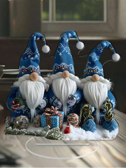 1pc Christmas Holiday Dwarf Acrylic 2D Flat Desktop Decor - 3 Dwarfs, Suitable For Bedroom, Kitchen, Office, Garden, Indoor/Outdoor Use