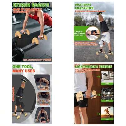 Calisthenics Equipment Wood Parallettes Bars, Handstand Bar Push Bar Fitness, Wrist Wraps And Grip Tape Included