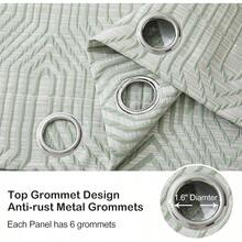 Beige And Black% Blackout Geometric Pattern Curtains, 52 Inch Wide 96 Inches Long 2 Panels, Thermal Insulated Noise Reducing Anti-Rust Grommet Drapes Bedroom Living Room,, Modern Style, Energy-Efficient - 薄荷綠和銀色 - 查看 6
