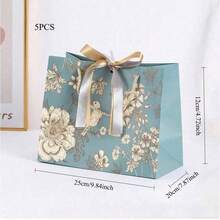 1 件创意节日礼品包装袋、蝴蝶结丝带提手纸袋、情人节礼品袋、生日礼品袋、宰牲节分发、儿童开斋节礼物、礼品袋