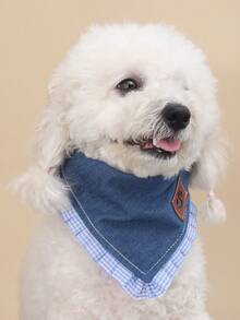 Ein Polyester Lässig Style attraktiver Denim Material fröhlicher Hund Haustier Dreieckstuch, geeignet für kleine und mittelgroße Katzen und Hunde zum Tragen nach draußen und für zuhause (nicht geeignet für Katzen- und Hundeaccessoires für große Hunde)