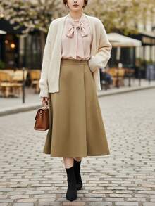 French Pointed Toe Elastic Slim Fit Chunky Heel Mid-Heel Suede Ankle Boots, Slim Fit & Flattering, Suitable For Autumn - Black - View 5