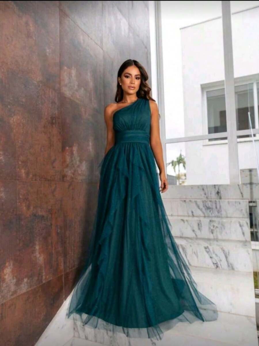 Long Prom Dress For Bridesmaid Party - Dark Green - View 1
