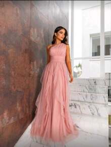 Long Prom Dress For Bridesmaid Party - Rusty Rose - View 3