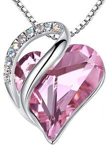 Leafael Women, Love Birthstone Heart Pendant, Birthday Jewelry Gifts Her, Mom, And Wife, Silver Plated, 18 Plus 2 Inch Adjustable Chain - 13a-protection-rainbow Black - View 9