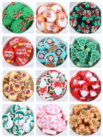 圣诞节 3D 硅胶珠，混合圣诞树圣诞老人姜饼人雪人硅胶珠，用于 DIY 珠宝制作，手工手链钥匙扣装饰，笔串珠配件，圣诞派对装饰礼物