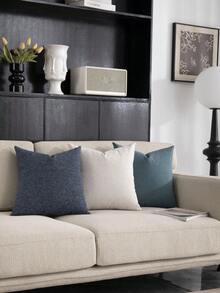 1 Piece, Navy Blue Decorative Square Pillow, Pillowcase Made Of Microfiber Short Pile Fabric, Available In A Variety Of Sizes, Pillow Core Not Included, Zipper Closure, Suitable For Holiday Parties, Sofa Cushion Covers To Match Beige Sofas, Bed Cushions, Living Rooms, Offices, Car Lumbar Cushions And As Simple Gifts.