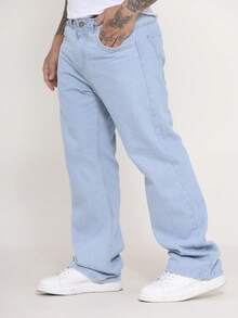 Men's Balao Jeans Oversize Wide Leg Pants Without Elastane - Light Wash - View 1