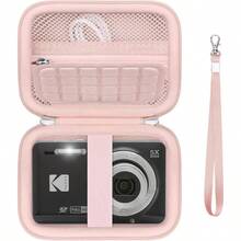 Digital Camera Case Compatible With  PIXPRO FZ55 FZ45 Friendly Zoom Digital Camera Vlogging Camera Storage Holder Travel Bag With Mesh Pocket For Battery USB Cable SD Card Pink - 粉色 - 查看 1