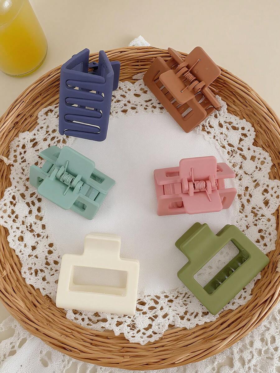 4/1pc Solid Color Ladies 5.5cm Square Plastic Small Hair Clip, Fashionable, Elegant, Stylish, Minimalist, For Everyday Wear, Party, Commute, Vacation - For Styling, Washing, Makeup, Clothing Accessories Hair Clip Summer Hair Clip Chin Hair Clip Hair Clip Handle Hair Clip, School Supplies, University At The End, Do Not Miss Elegant Claw Clip Winter Hair Accessories Fashion Hair Clutch