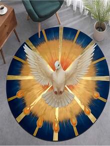 1 Peça Tapete Redondo com Padrão do Espírito Santo, Tapete de Piso de Fibra de Poliéster Lavável, Adequado para Sala de Estar, Quarto, Cozinha, Sala de Jantar, Dormitório, Tapete Grande, Tapete para Área Externa