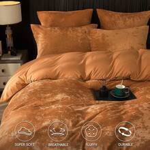 Queen Size 3pcs Ultra Soft Breathable Comforter Cover Set, Luxury Cozy Flannel Duvet Cover With Pillow Shams, 90" X 90", Dark Grey,  And  Bedding Collection - 紅糖(無棉被) - 查看 3