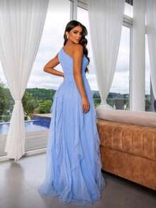 Long Prom Dress For Bridesmaid Party - Baby Blue - View 2