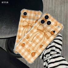 Teléfono Patrones de lazo de otoño Teléfono móvil con impresión transparente anticaída de cuatro esquinas, adecuado para phone 17, 16, 15, 14, 13, 12, 11 Pro X XS Series, Halloween y regalos de Acción de Gracias, amigos y familiares, tema de otoño - transparente - Ver 3