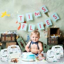 PCS Airplane Party Treat Boxes Birthday Decorations Plane Themed Party Favor Gift Box Bags Goodie For Time Flies 1st Birthday Baby Shower Decorations - 藍色 - 查看 3