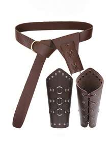 Multi-Piece Set Vintage Street Style Viking Belt, Leather Pouch, Arm Cuff Accessories, Viking Costume Leather Wristband, Scabbard, Retro Pouch, Suitable For Men And Women Old Money Vintage Autumn/Fall Urban Outfit Classic Christmas Winter Fashion Daily Men Boyfriend Gift