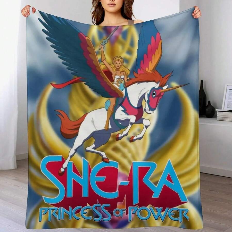 She-Ra Throw Blanket Plaid On The Sofa Retros Blankets Ands Beach Blankets - 黑色 - 查看 1