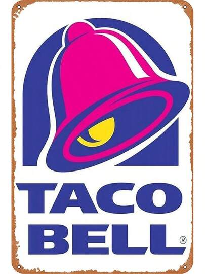 Yfsign Taco Bell Logo Retro Metal Tin Sign Vintage Plaque Poster For Home Kitchen Bar Coffee Shop 12X8 Inch
